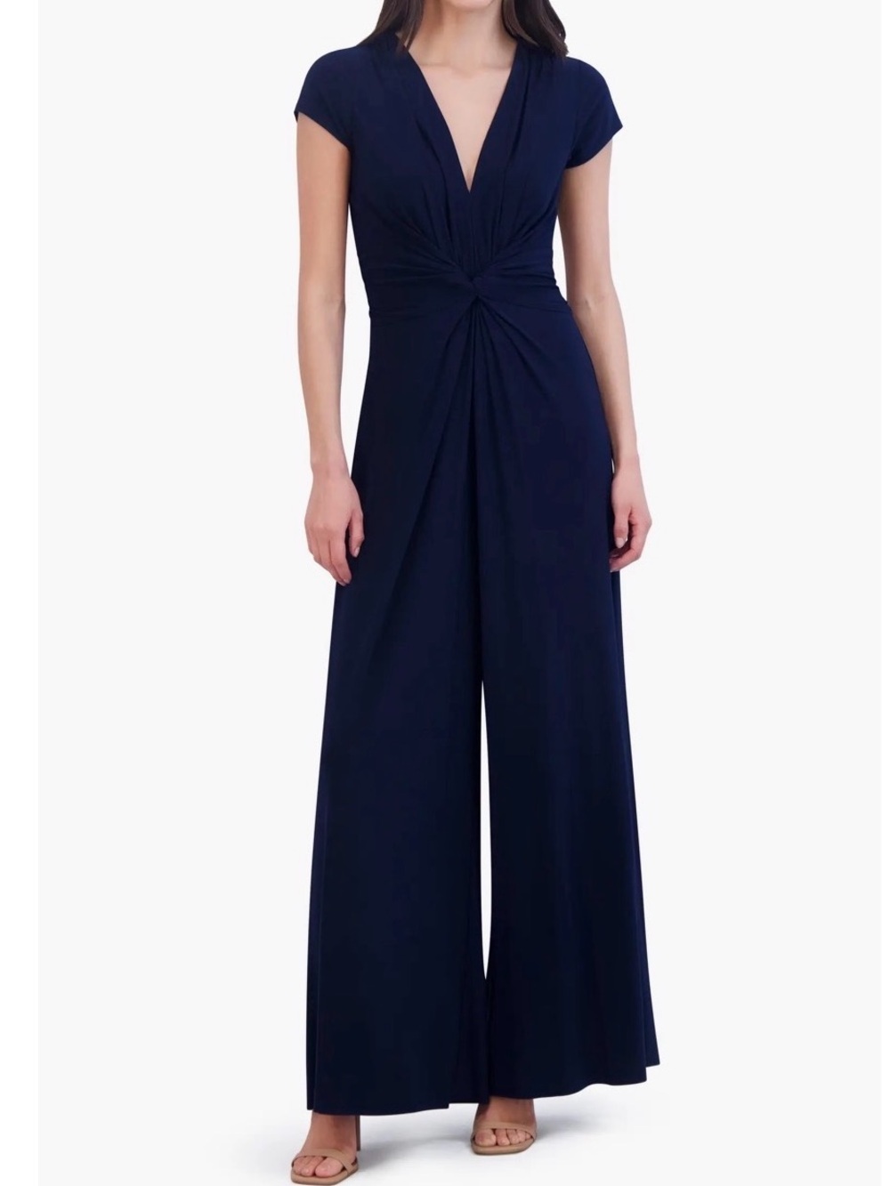 LN Vince Camuto Navy Twist-Front Wide-Leg Jumpsuit